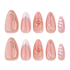 False Nails Adhesives with Flowers and 3D Beads - Yamobi