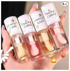Set of 4 Tinted Moisturizing Lip Oils - Honey Milk and Peach Oolang - Baorder